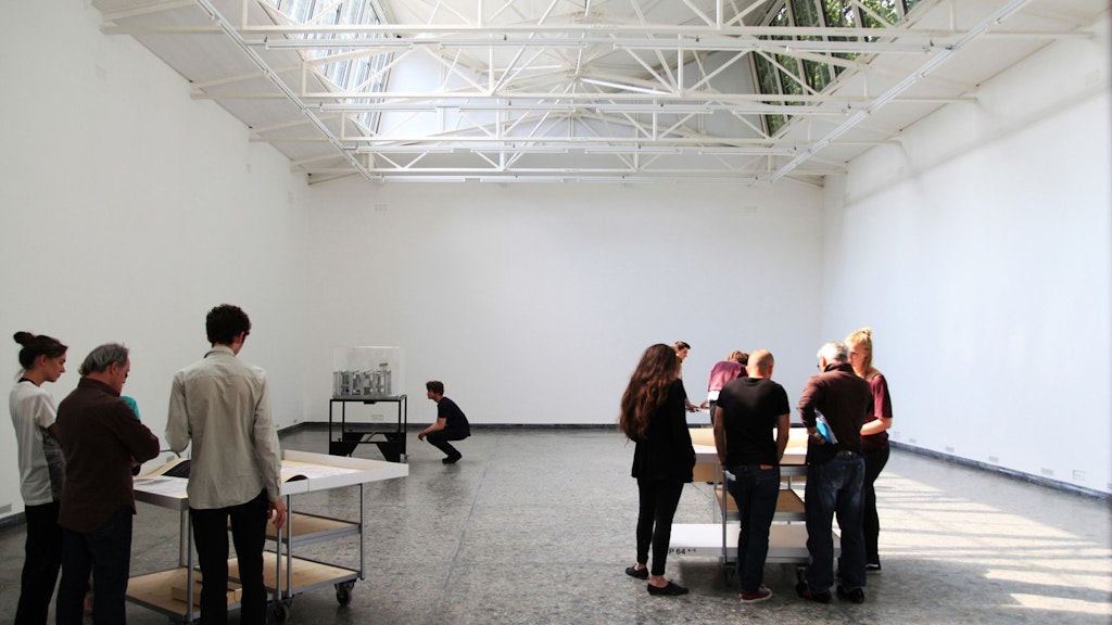 A studio with visitors at the Venice Biennale