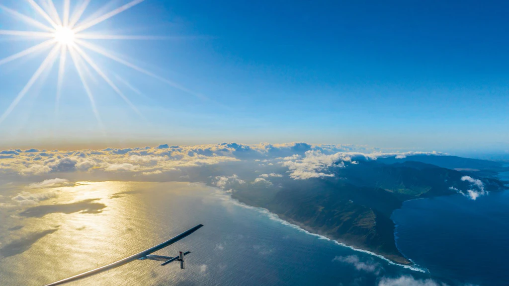 The Solar Impulse airplane off the coast of Hawaii.