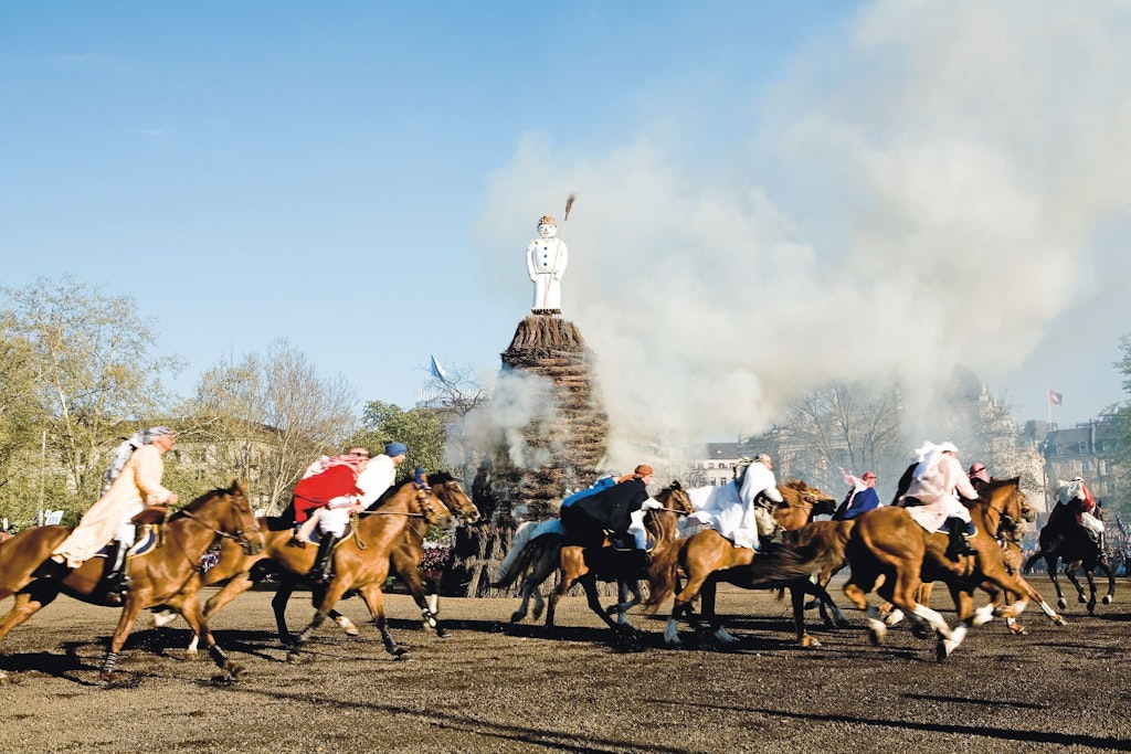 The burning Böögg snowman in Zurich.