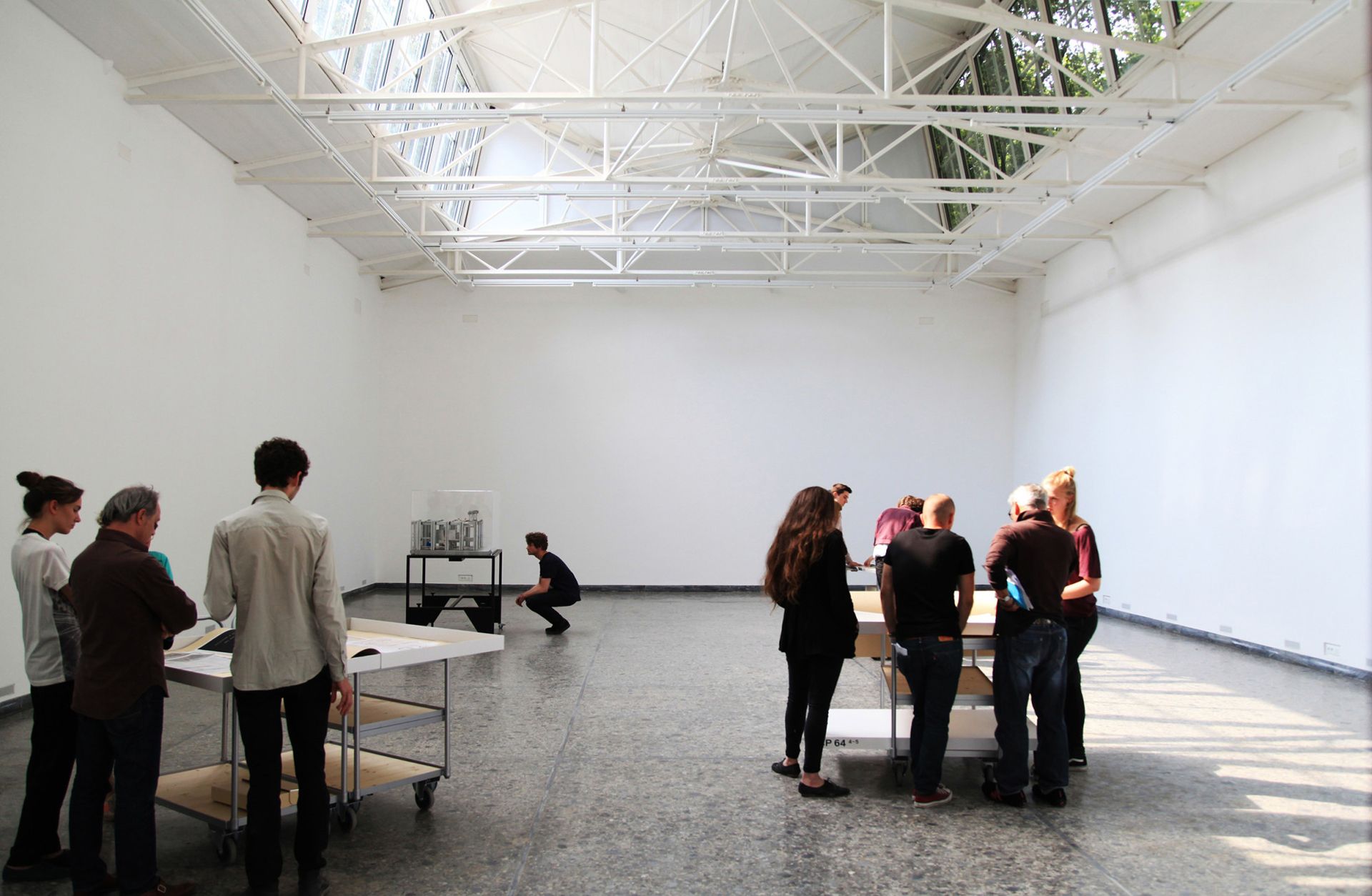 A studio with visitors at the Venice Biennale