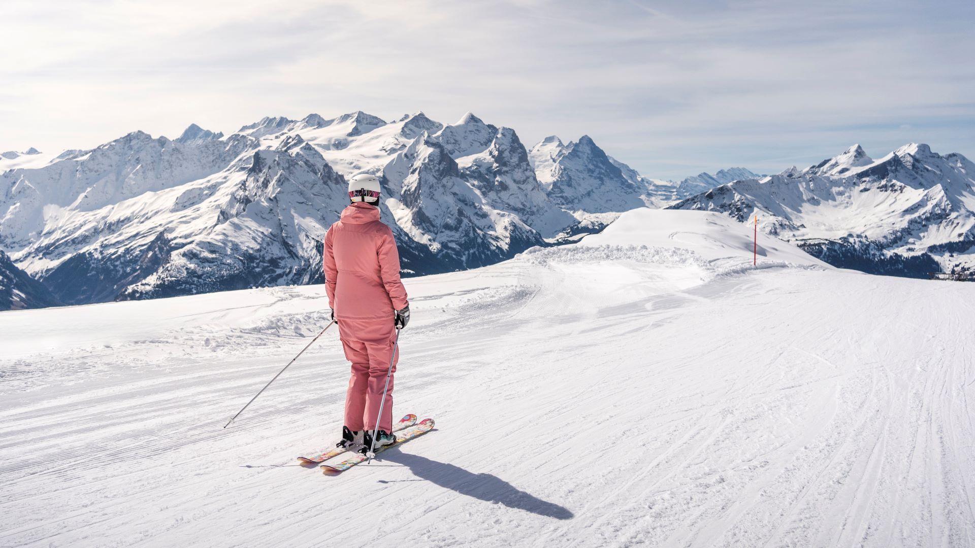 Skiing down a mountain